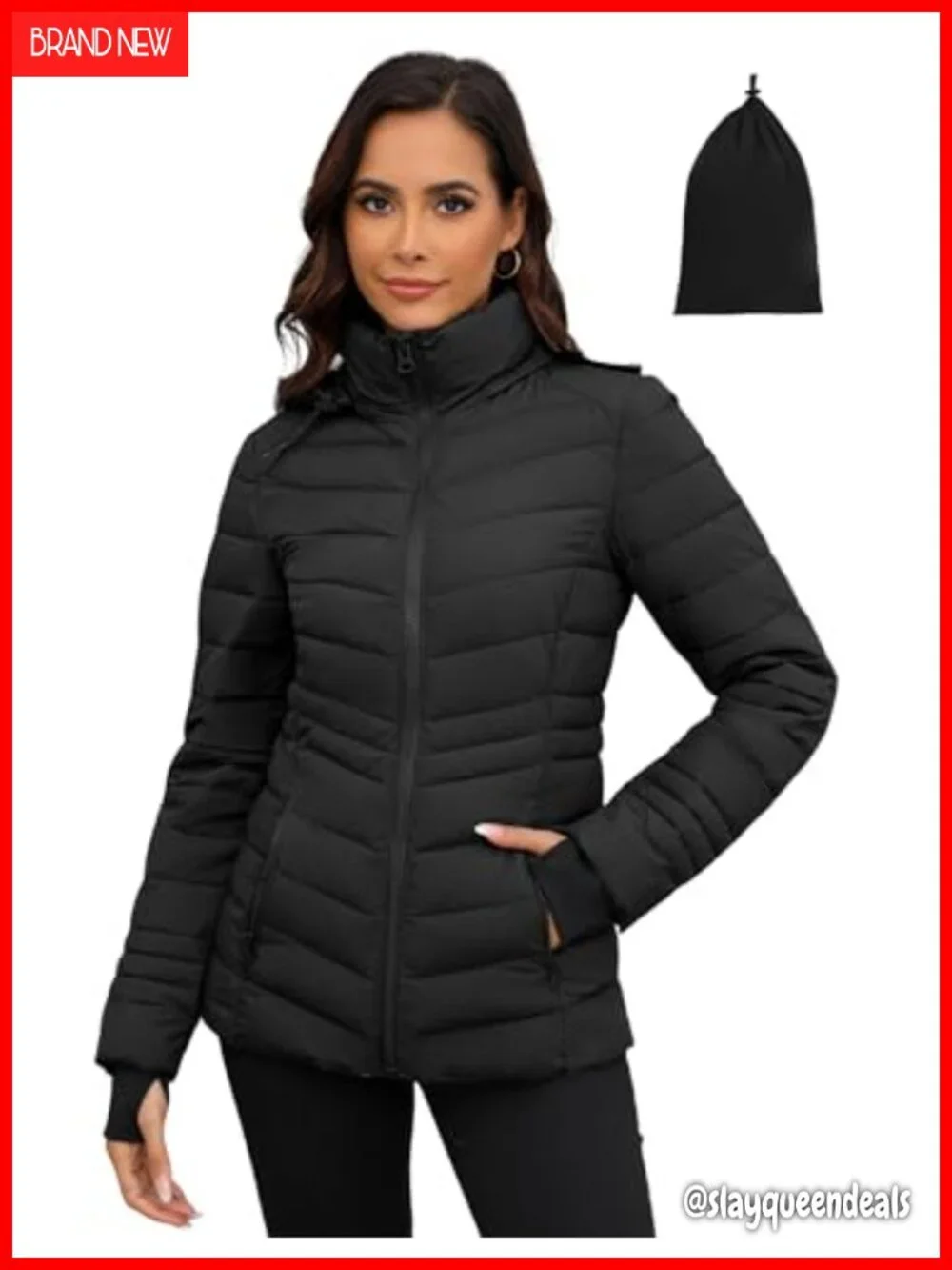 Lightweight Packable Puffer Jacket Down Alternative Hooded Winter Coat